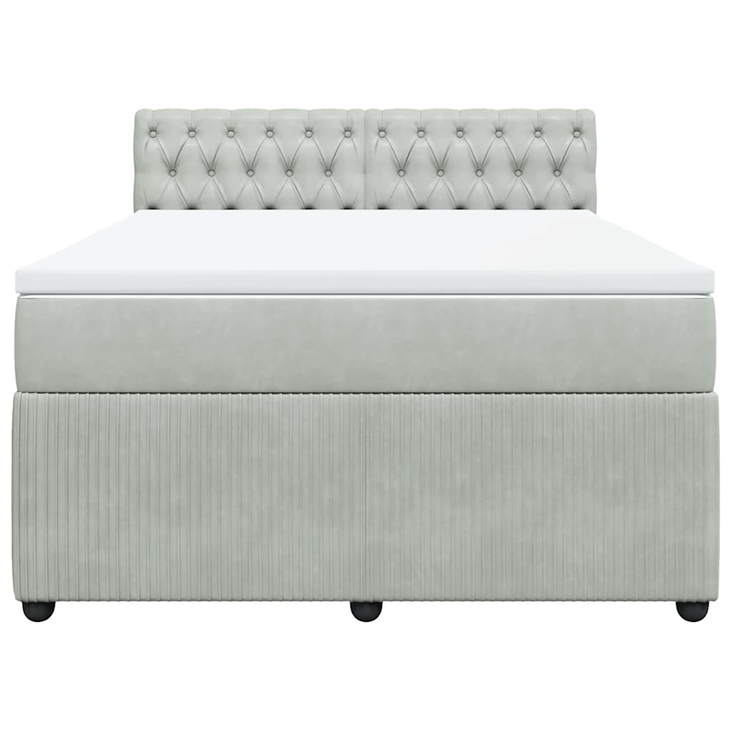 vidaXL Κρεβάτι Boxspring με Στρώμα Ανοιχτό Γκρι 160x200 εκ. Βελούδινο