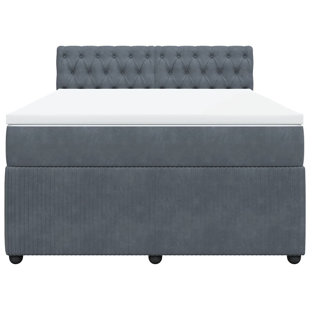 vidaXL Κρεβάτι Boxspring με Στρώμα Σκούρο Γκρι 160x200 εκ. Βελούδινο