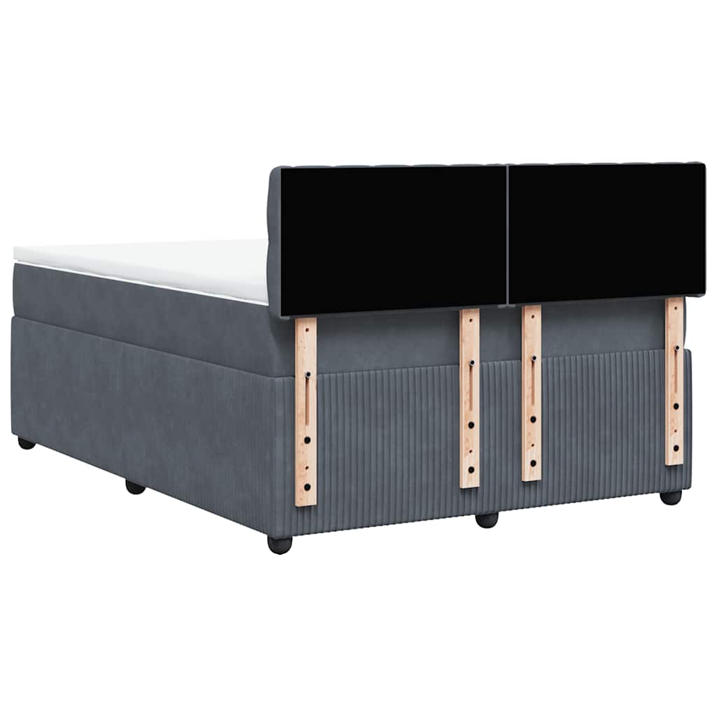 vidaXL Κρεβάτι Boxspring με Στρώμα Σκούρο Γκρι 160x200 εκ. Βελούδινο