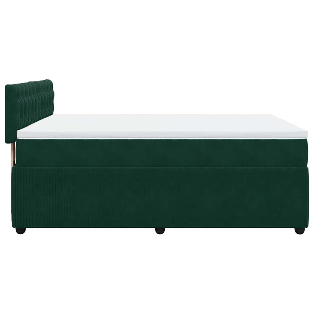 vidaXL Κρεβάτι Boxspring με Στρώμα Σκούρο Πράσινο 160x200εκ. Βελούδινο