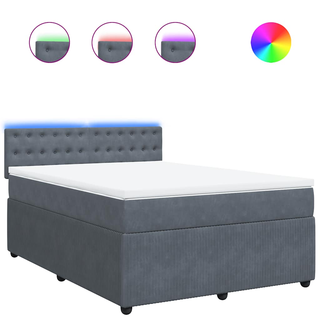 vidaXL Κρεβάτι Boxspring με Στρώμα Σκούρο Γκρι 160x200 εκ. Βελούδινο