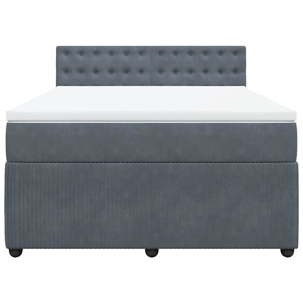 vidaXL Κρεβάτι Boxspring με Στρώμα Σκούρο Γκρι 160x200 εκ. Βελούδινο