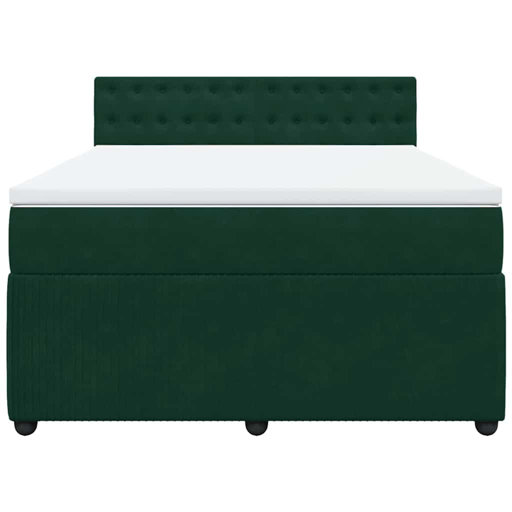 vidaXL Κρεβάτι Boxspring με Στρώμα Σκούρο Πράσινο 160x200εκ. Βελούδινο