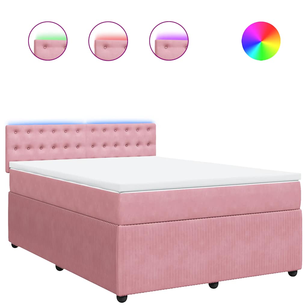 vidaXL Κρεβάτι Boxspring με Στρώμα Ροζ 160x200 εκ. Βελούδινο