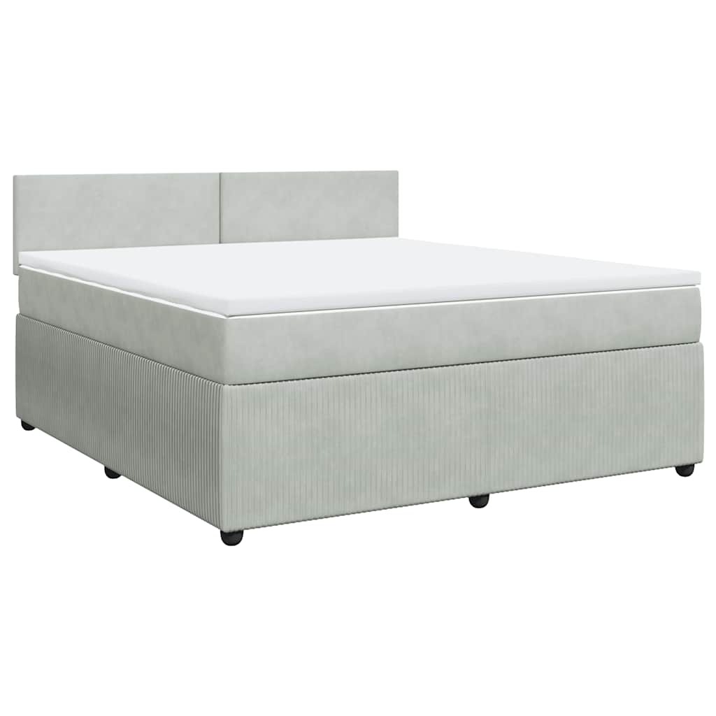 vidaXL Κρεβάτι Boxspring με Στρώμα Ανοιχτό Γκρι 180x200 εκ. Βελούδινο