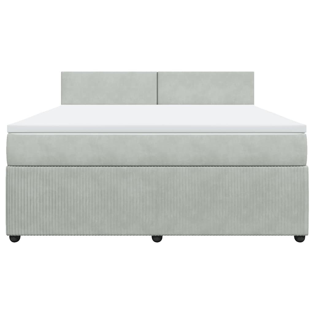 vidaXL Κρεβάτι Boxspring με Στρώμα Ανοιχτό Γκρι 180x200 εκ. Βελούδινο