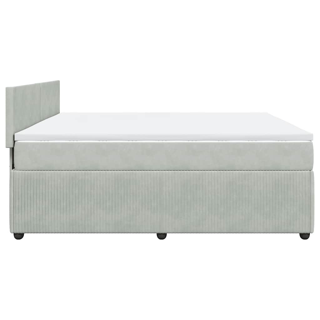 vidaXL Κρεβάτι Boxspring με Στρώμα Ανοιχτό Γκρι 180x200 εκ. Βελούδινο