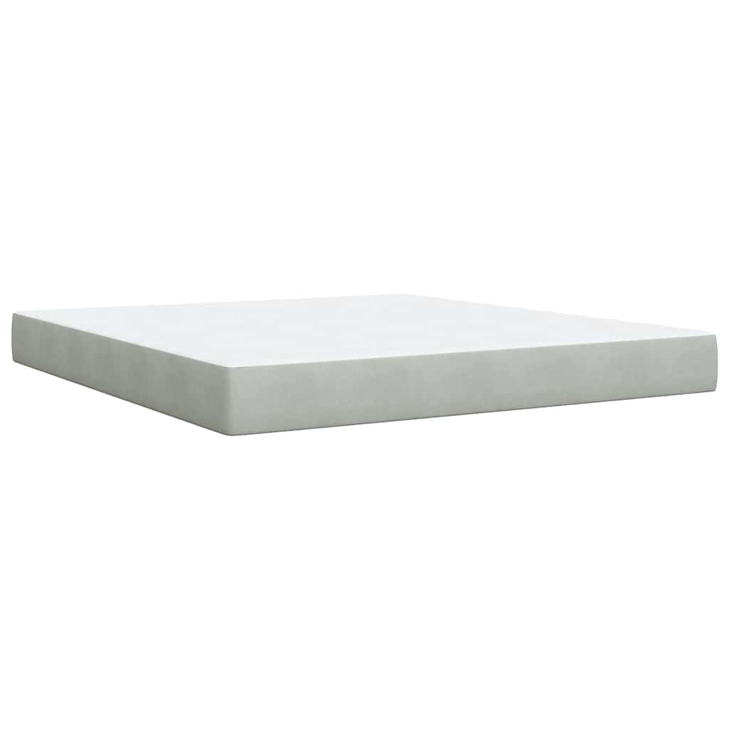 vidaXL Κρεβάτι Boxspring με Στρώμα Ανοιχτό Γκρι 180x200 εκ. Βελούδινο