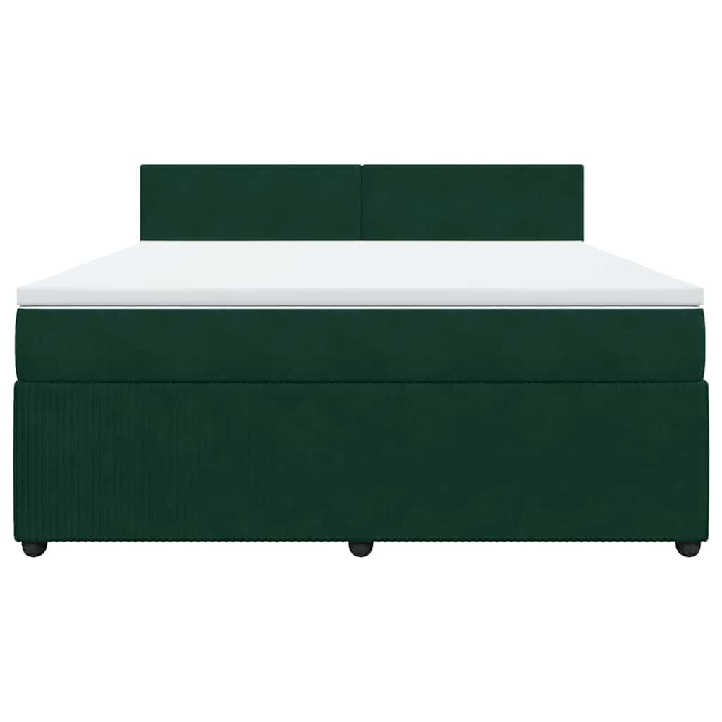vidaXL Κρεβάτι Boxspring με Στρώμα Σκούρο Πράσινο 180x200εκ. Βελούδινο
