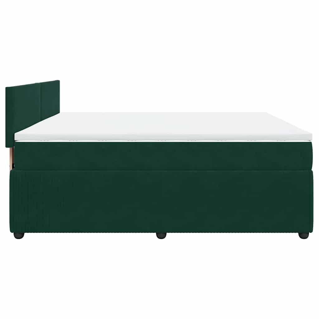 vidaXL Κρεβάτι Boxspring με Στρώμα Σκούρο Πράσινο 180x200εκ. Βελούδινο