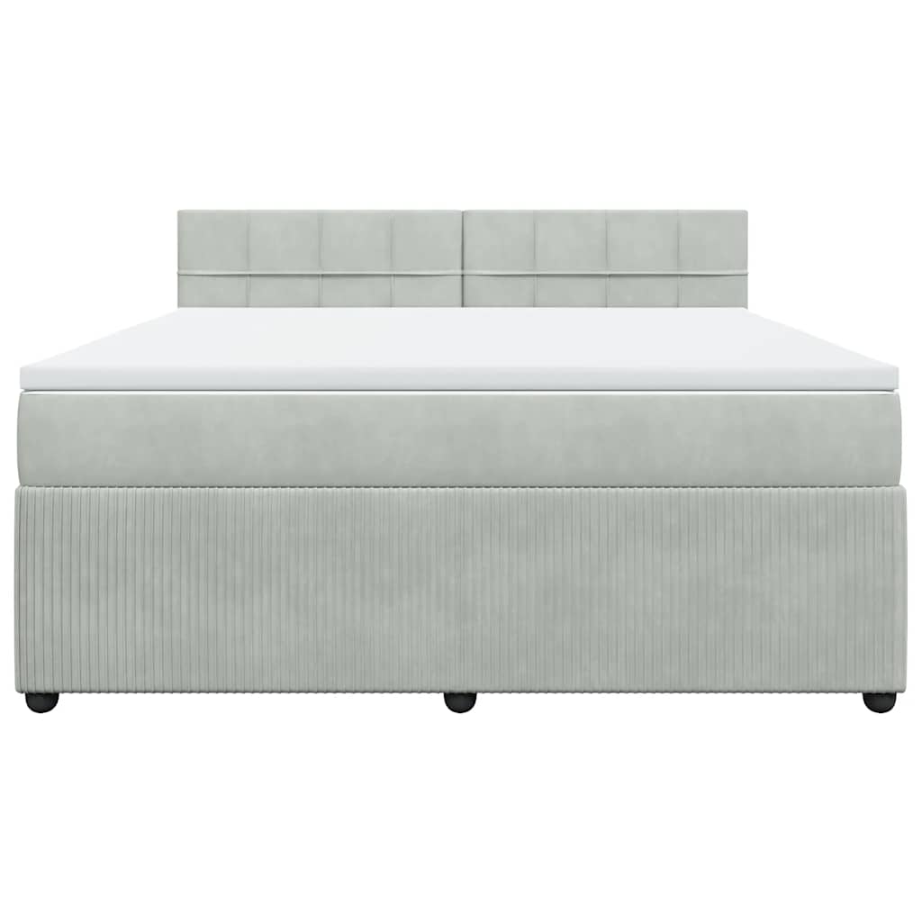 vidaXL Κρεβάτι Boxspring με Στρώμα Ανοιχτό Γκρι 180x200 εκ. Βελούδινο