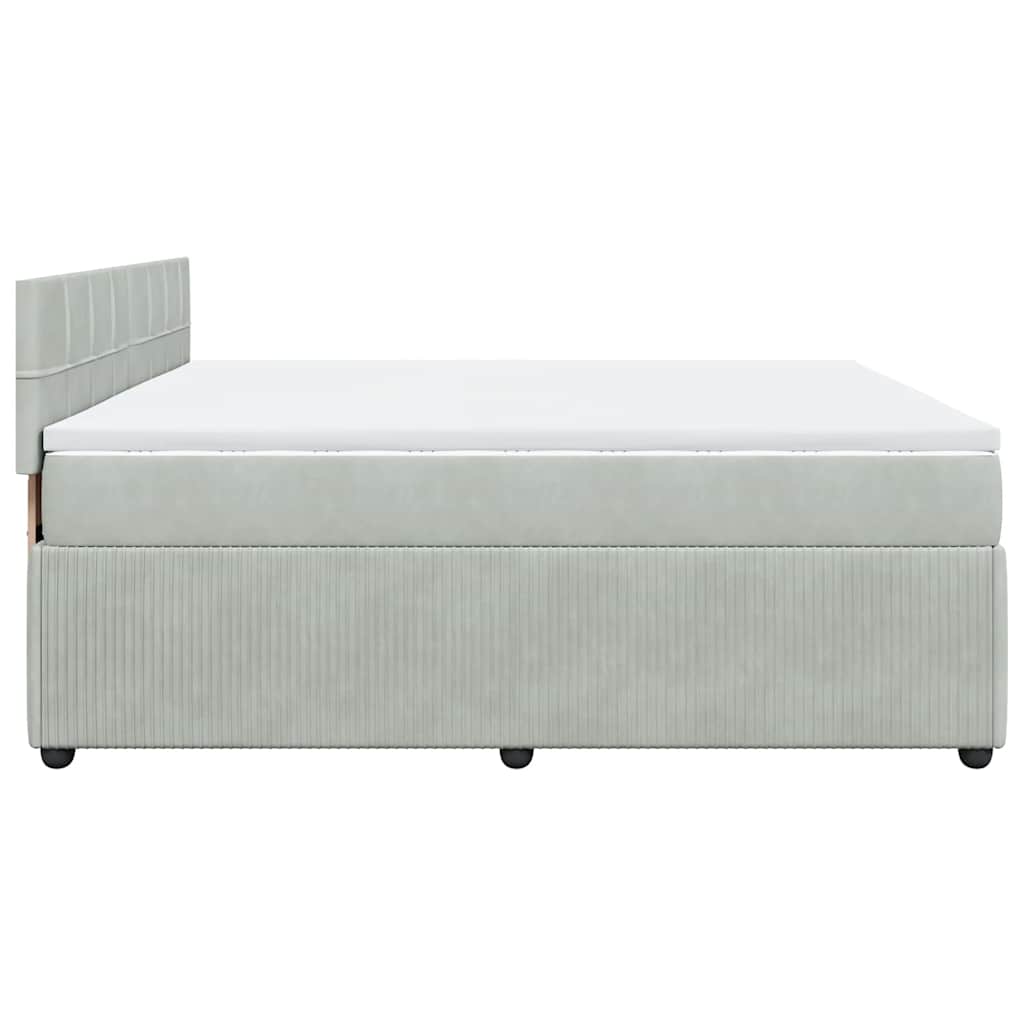 vidaXL Κρεβάτι Boxspring με Στρώμα Ανοιχτό Γκρι 180x200 εκ. Βελούδινο