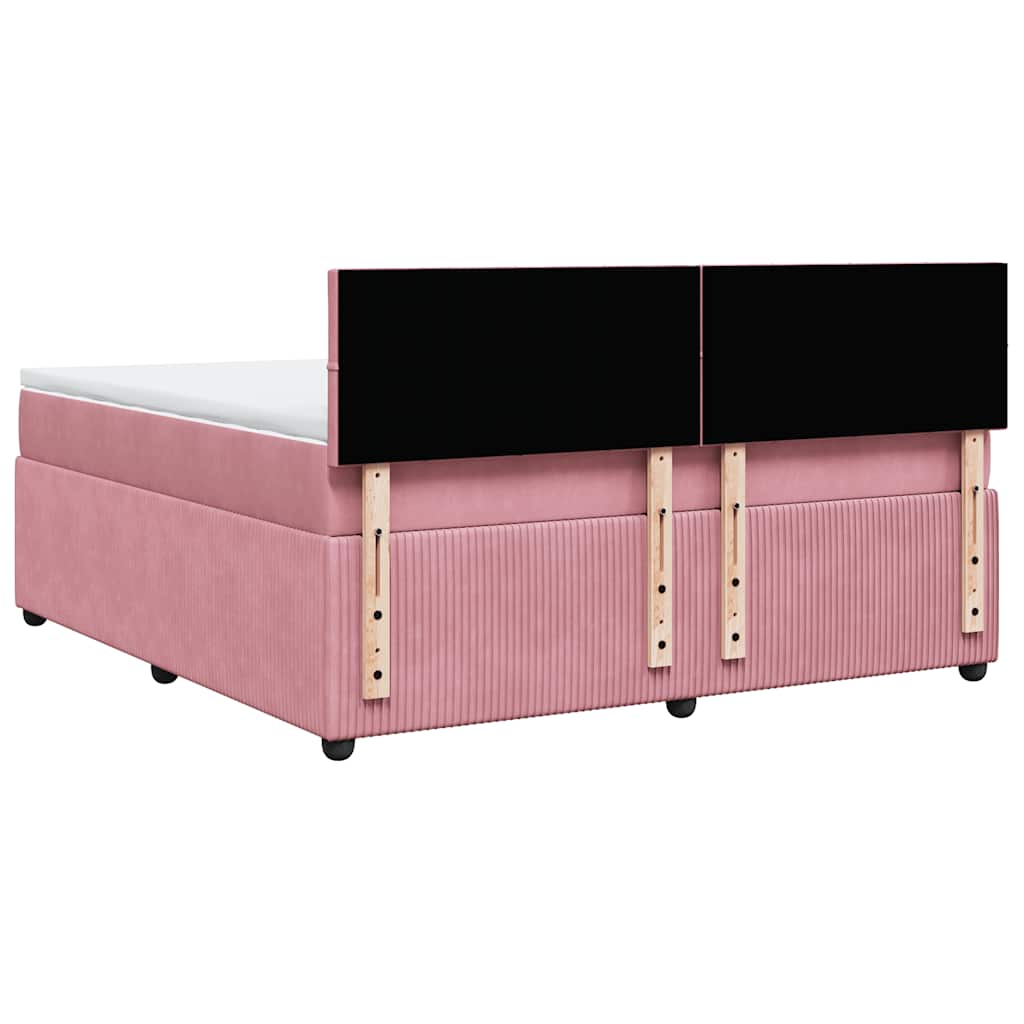 vidaXL Κρεβάτι Boxspring με Στρώμα Ροζ 180x200 εκ. Βελούδινο