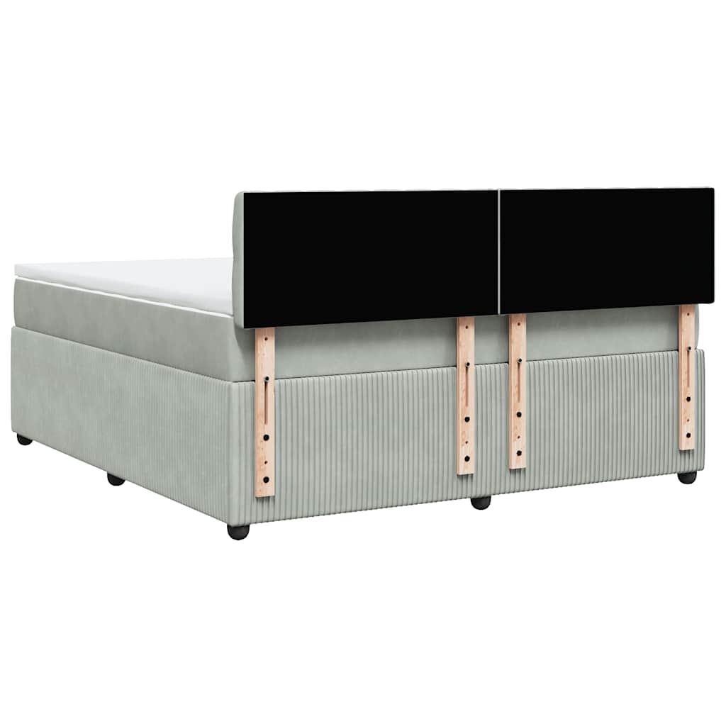 vidaXL Κρεβάτι Boxspring με Στρώμα Ανοιχτό Γκρι 180x200 εκ. Βελούδινο