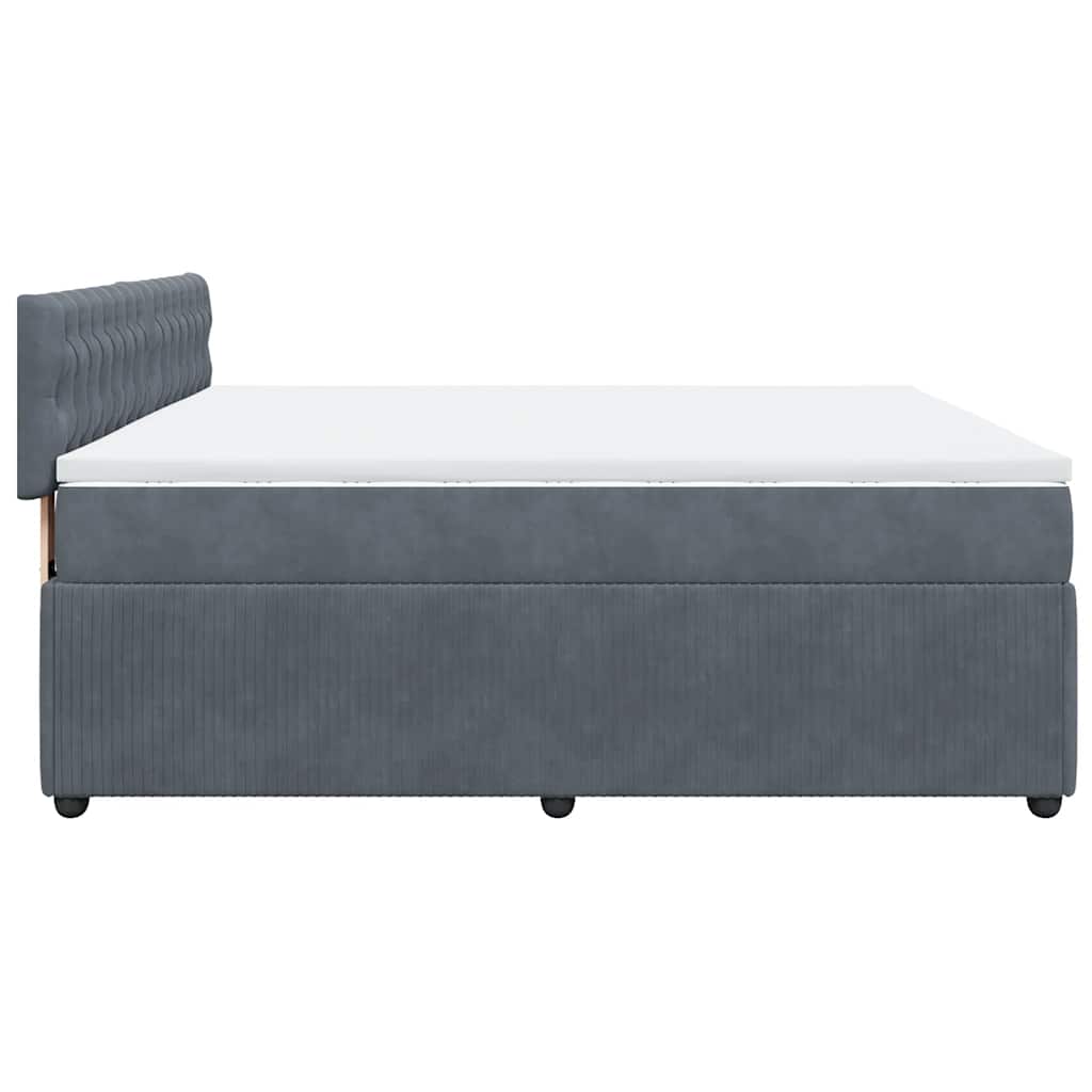 vidaXL Κρεβάτι Boxspring με Στρώμα Σκούρο Γκρι 180x200 εκ. Βελούδινο