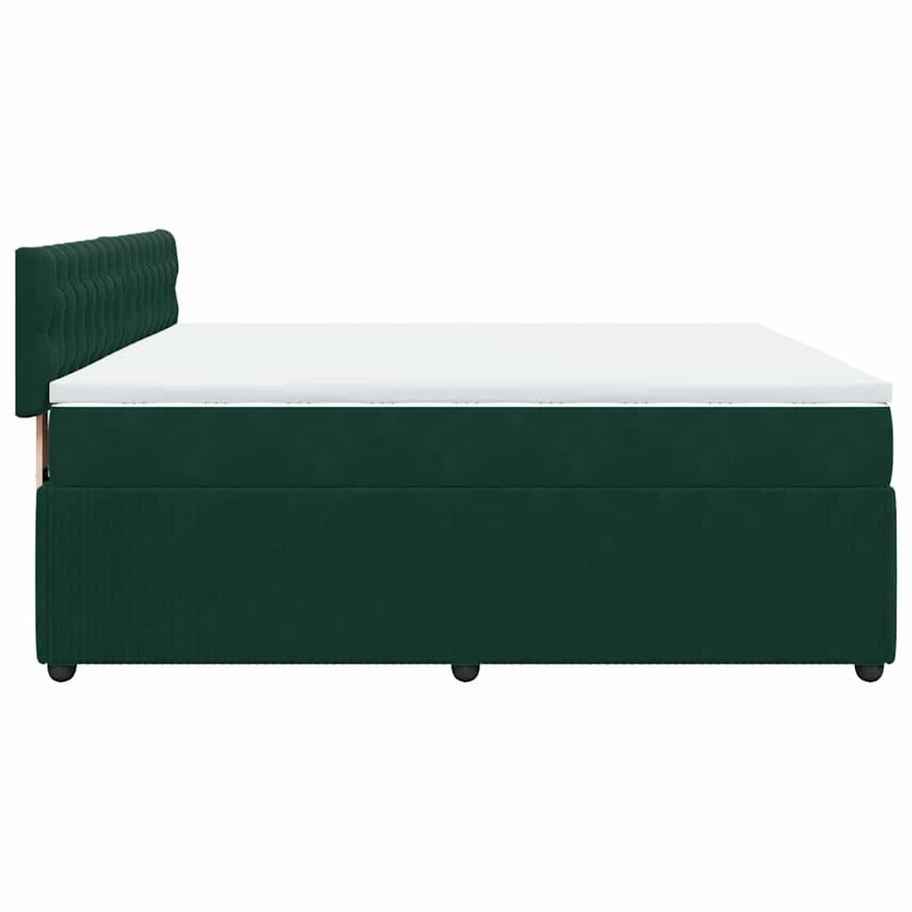 vidaXL Κρεβάτι Boxspring με Στρώμα Σκούρο Πράσινο 180x200εκ. Βελούδινο