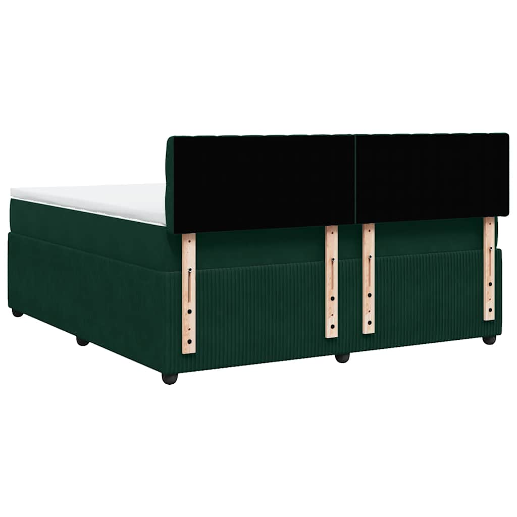 vidaXL Κρεβάτι Boxspring με Στρώμα Σκούρο Πράσινο 180x200εκ. Βελούδινο