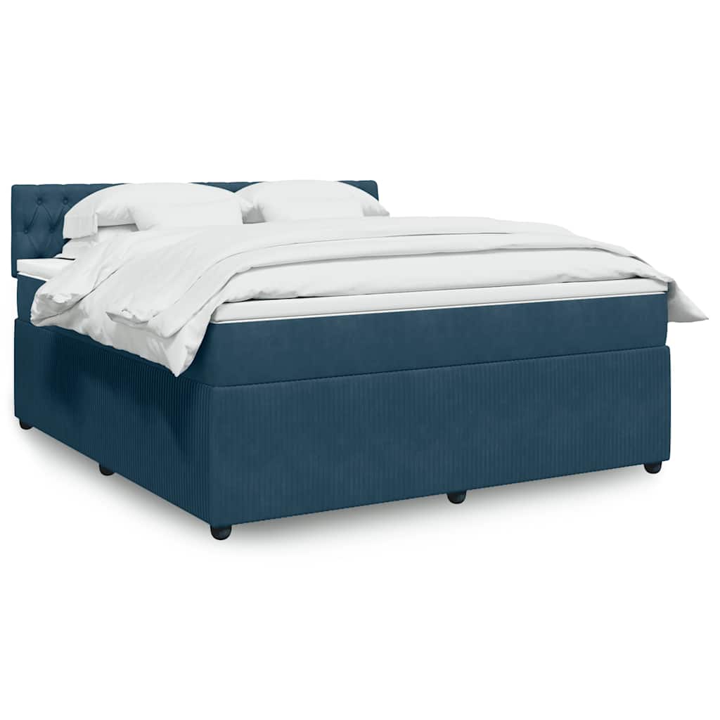 vidaXL Κρεβάτι Boxspring με Στρώμα Μπλε 180x200 εκ. Βελούδινο