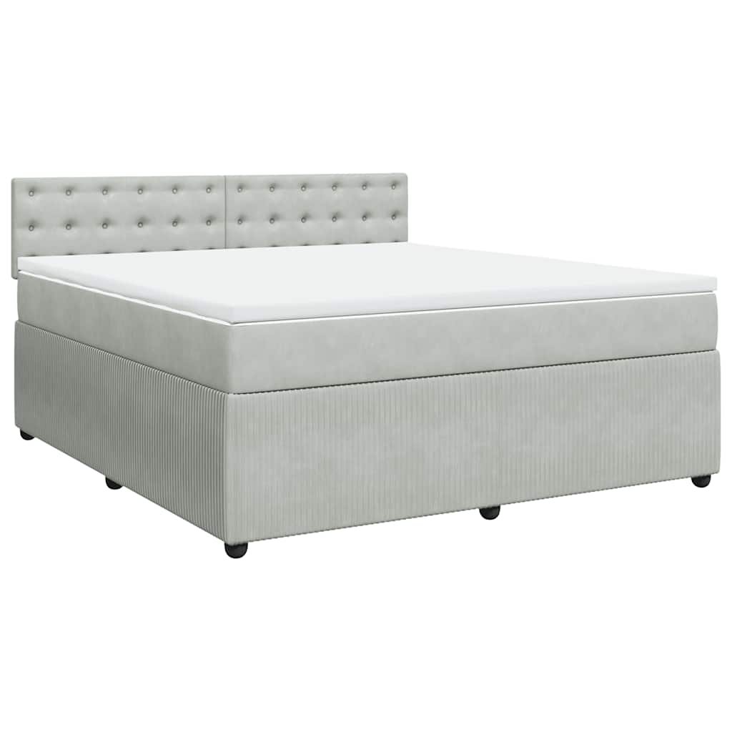 vidaXL Κρεβάτι Boxspring με Στρώμα Ανοιχτό Γκρι 180x200 εκ. Βελούδινο