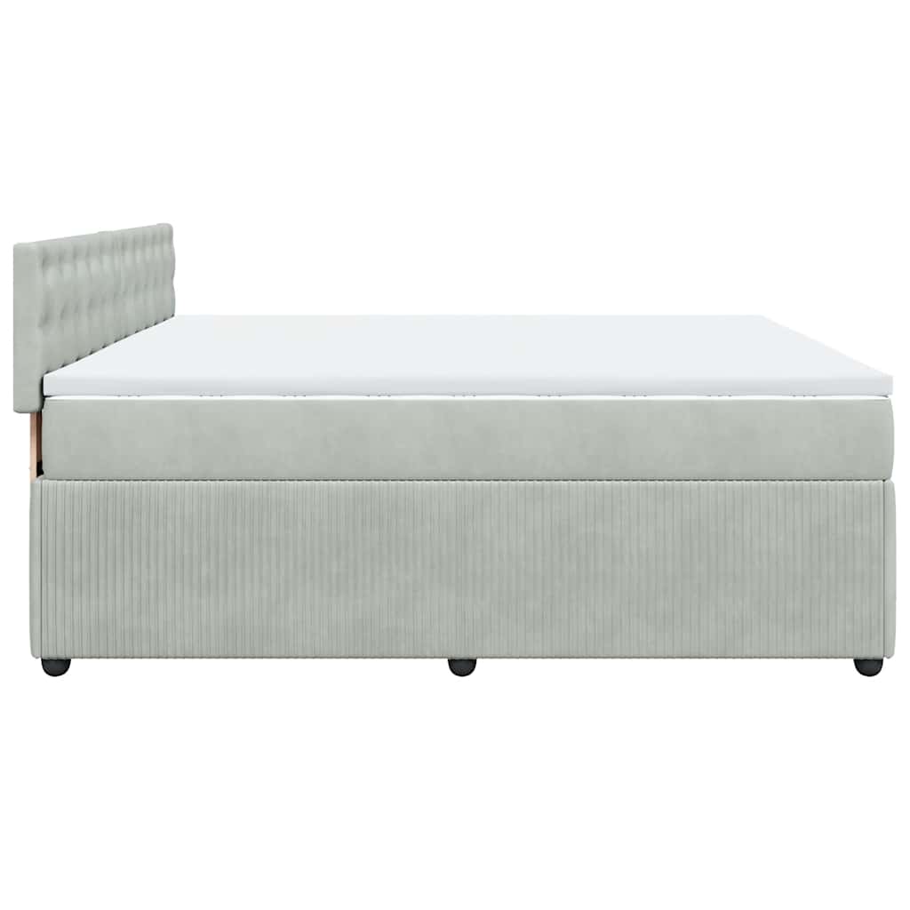 vidaXL Κρεβάτι Boxspring με Στρώμα Ανοιχτό Γκρι 180x200 εκ. Βελούδινο