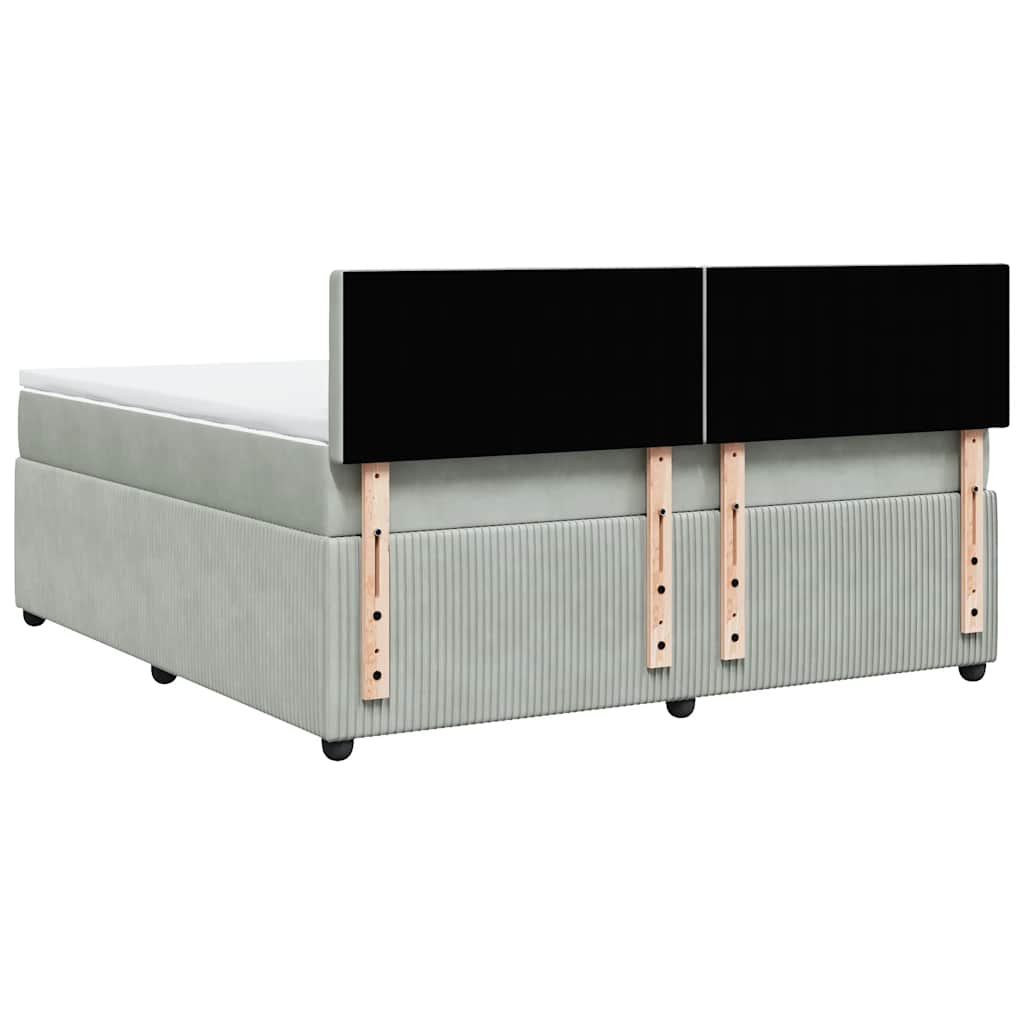 vidaXL Κρεβάτι Boxspring με Στρώμα Ανοιχτό Γκρι 180x200 εκ. Βελούδινο