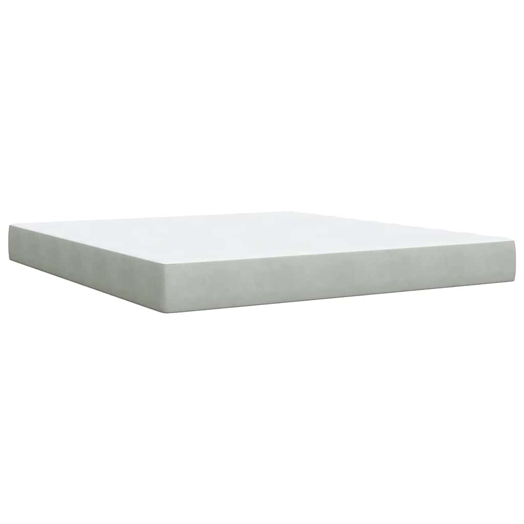 vidaXL Κρεβάτι Boxspring με Στρώμα Ανοιχτό Γκρι 180x200 εκ. Βελούδινο