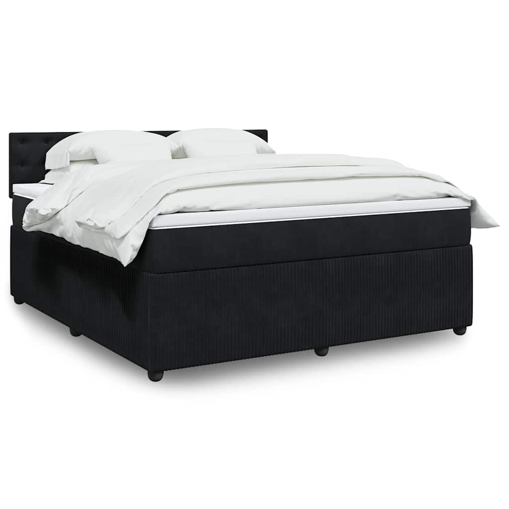 vidaXL Κρεβάτι Boxspring με Στρώμα Μαύρο 180x200 εκ. Βελούδινο