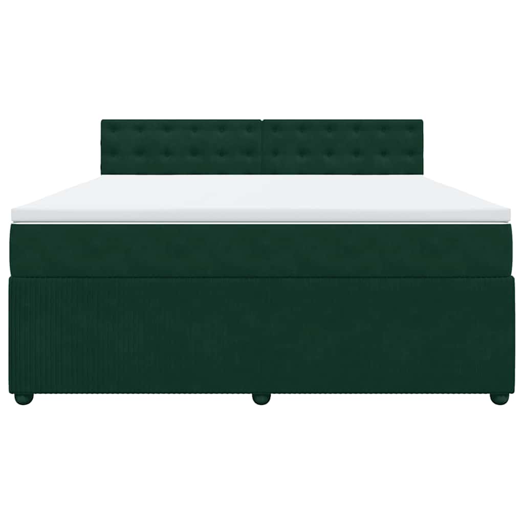 vidaXL Κρεβάτι Boxspring με Στρώμα Σκούρο Πράσινο 180x200εκ. Βελούδινο