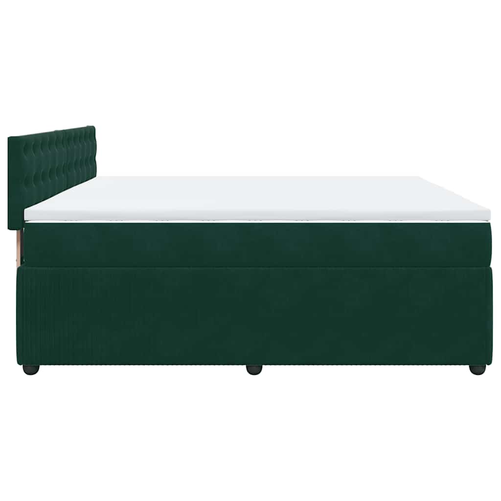 vidaXL Κρεβάτι Boxspring με Στρώμα Σκούρο Πράσινο 180x200εκ. Βελούδινο