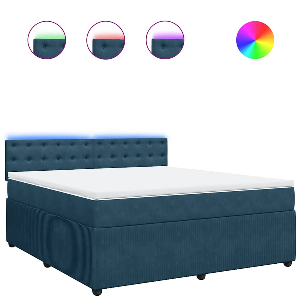 vidaXL Κρεβάτι Boxspring με Στρώμα Μπλε 180x200 εκ. Βελούδινο