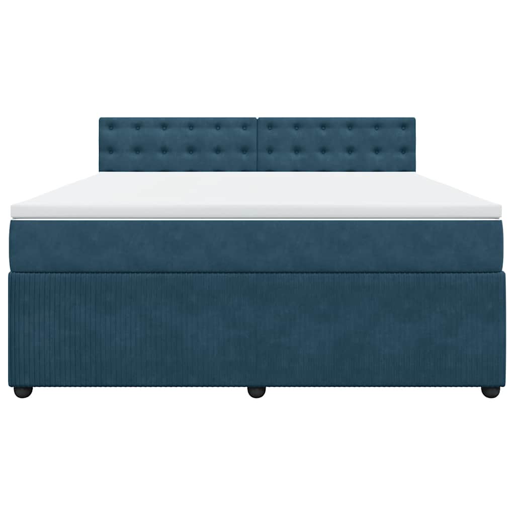 vidaXL Κρεβάτι Boxspring με Στρώμα Μπλε 180x200 εκ. Βελούδινο