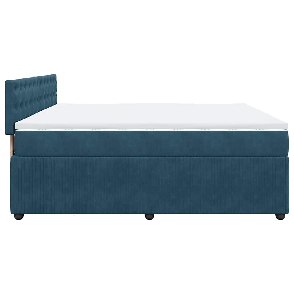 vidaXL Κρεβάτι Boxspring με Στρώμα Μπλε 180x200 εκ. Βελούδινο