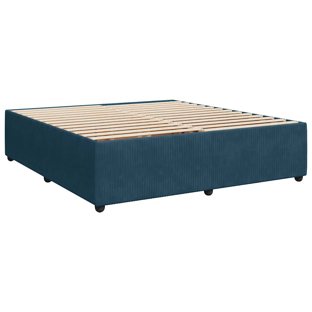 vidaXL Κρεβάτι Boxspring με Στρώμα Μπλε 180x200 εκ. Βελούδινο