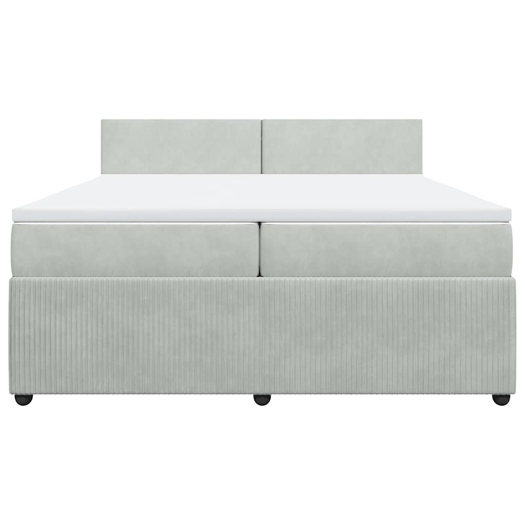 vidaXL Κρεβάτι Boxspring με Στρώμα Ανοιχτό Γκρι 200x200 εκ. Βελούδινο