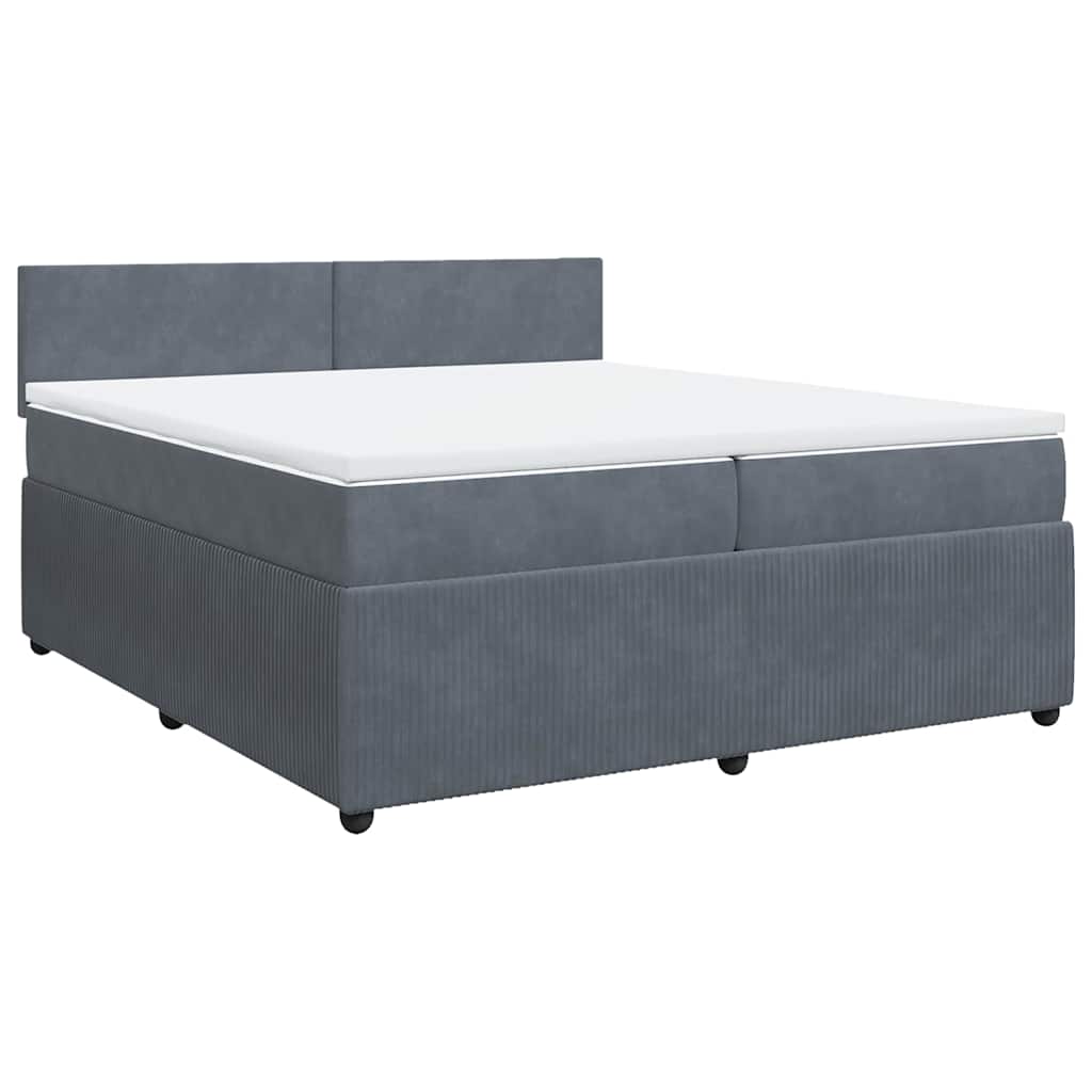 vidaXL Κρεβάτι Boxspring με Στρώμα Σκούρο Γκρι 200x200 εκ. Βελούδινο
