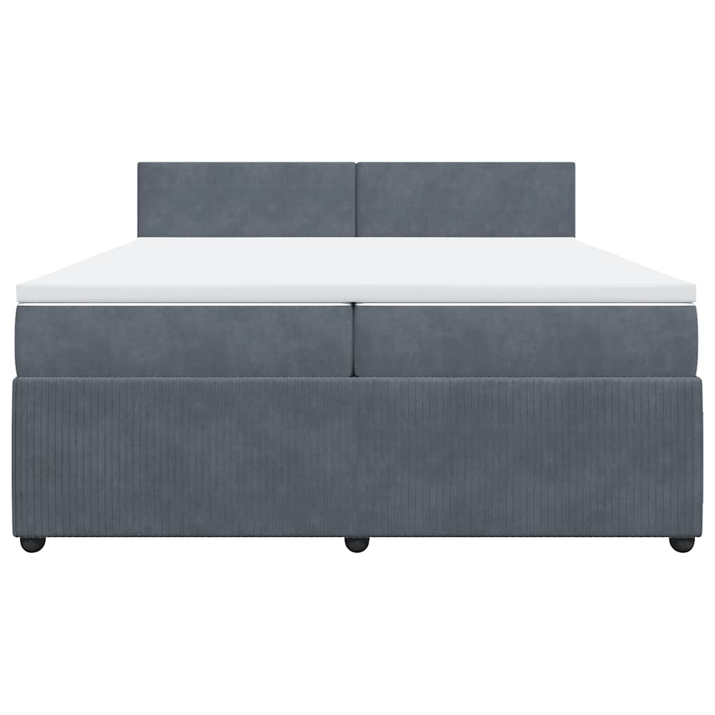 vidaXL Κρεβάτι Boxspring με Στρώμα Σκούρο Γκρι 200x200 εκ. Βελούδινο