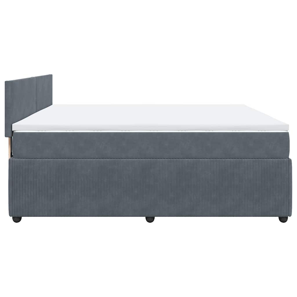 vidaXL Κρεβάτι Boxspring με Στρώμα Σκούρο Γκρι 200x200 εκ. Βελούδινο