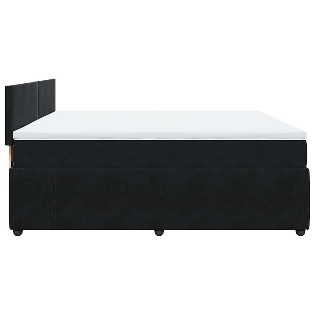 vidaXL Κρεβάτι Boxspring με Στρώμα Μαύρο 200x200 εκ. Βελούδινο