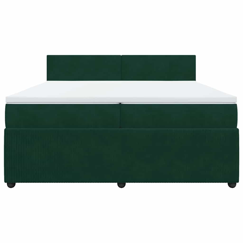 vidaXL Κρεβάτι Boxspring με Στρώμα Σκούρο Πράσινο 200x200εκ. Βελούδινο