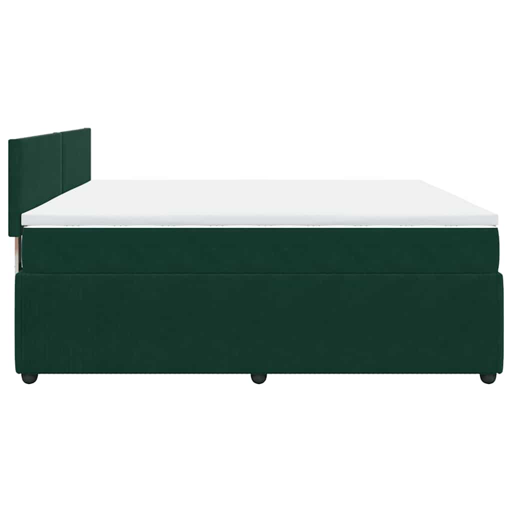 vidaXL Κρεβάτι Boxspring με Στρώμα Σκούρο Πράσινο 200x200εκ. Βελούδινο