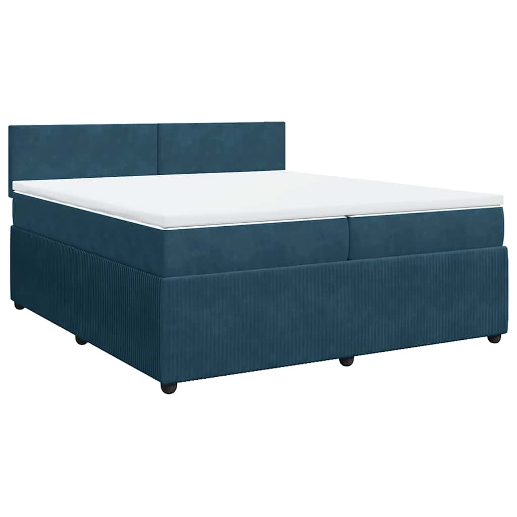 vidaXL Κρεβάτι Boxspring με Στρώμα Μπλε 200x200 εκ. Βελούδινο