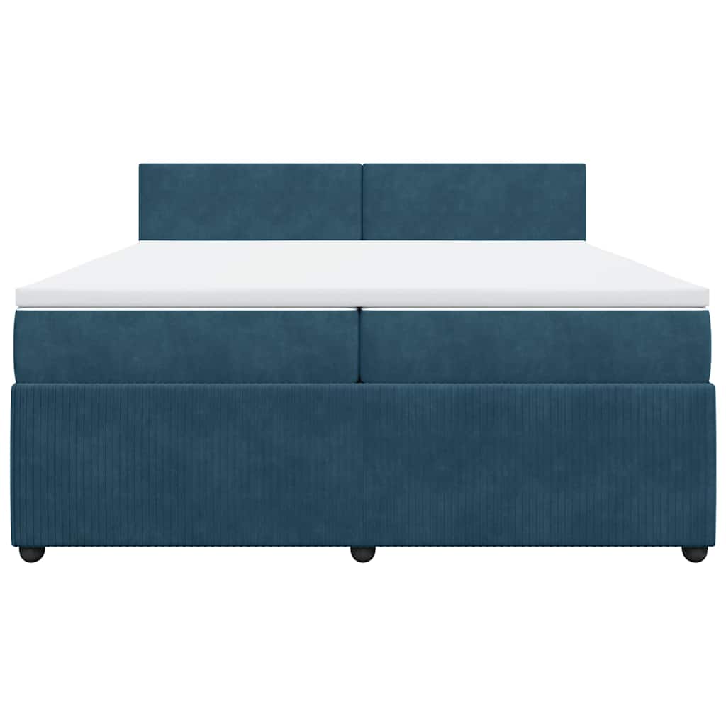 vidaXL Κρεβάτι Boxspring με Στρώμα Μπλε 200x200 εκ. Βελούδινο