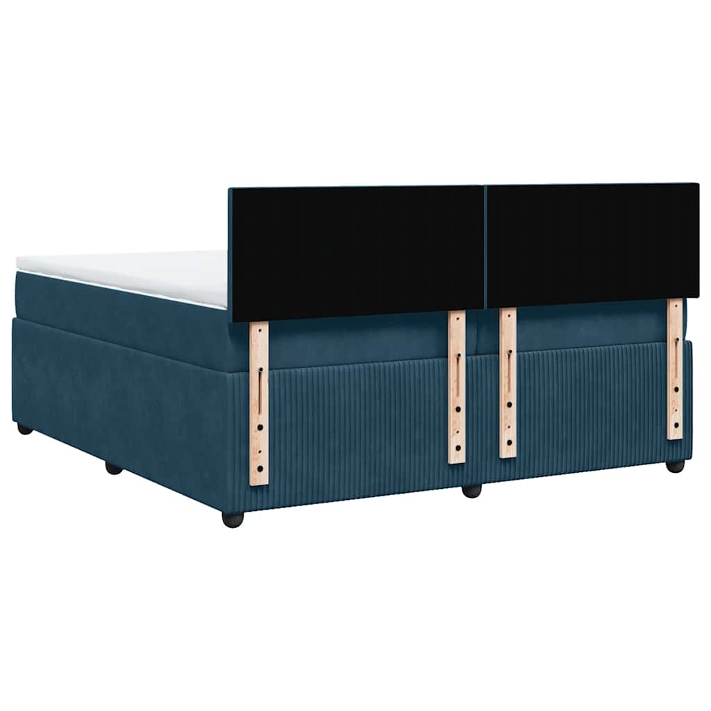 vidaXL Κρεβάτι Boxspring με Στρώμα Μπλε 200x200 εκ. Βελούδινο