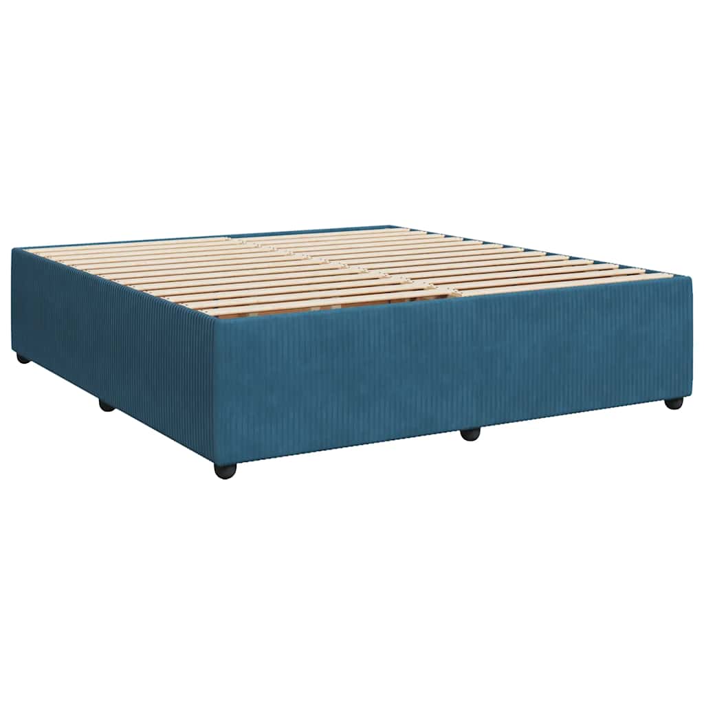 vidaXL Κρεβάτι Boxspring με Στρώμα Μπλε 200x200 εκ. Βελούδινο