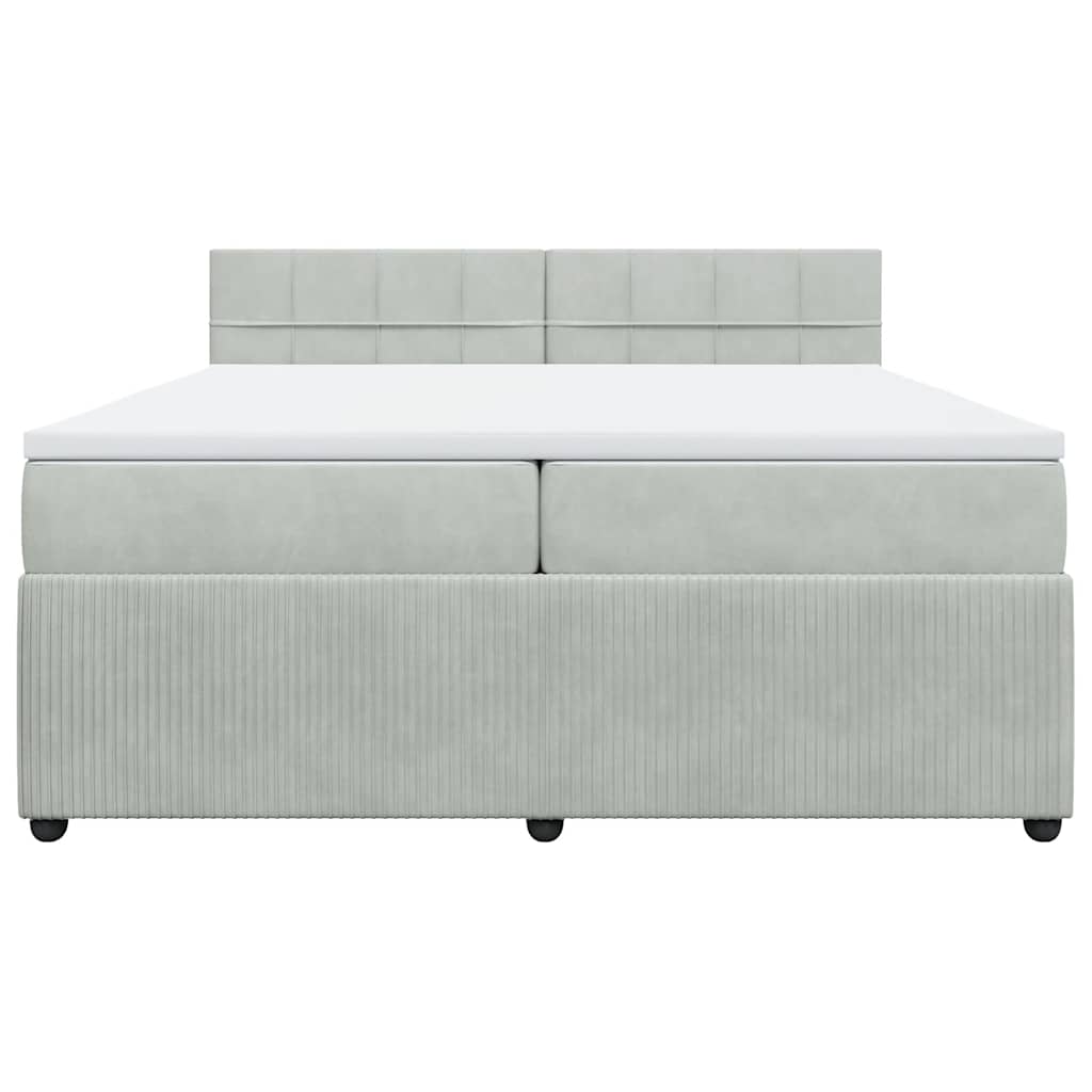 vidaXL Κρεβάτι Boxspring με Στρώμα Ανοιχτό Γκρι 200x200 εκ. Βελούδινο