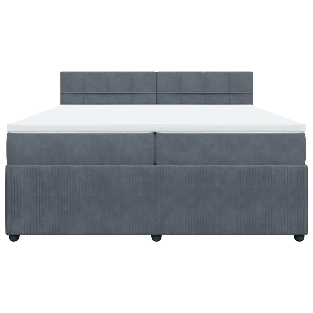vidaXL Κρεβάτι Boxspring με Στρώμα Σκούρο Γκρι 200x200 εκ. Βελούδινο