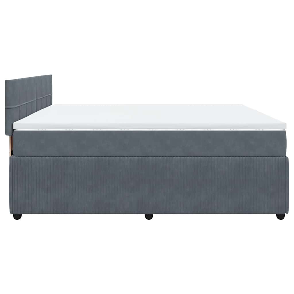 vidaXL Κρεβάτι Boxspring με Στρώμα Σκούρο Γκρι 200x200 εκ. Βελούδινο