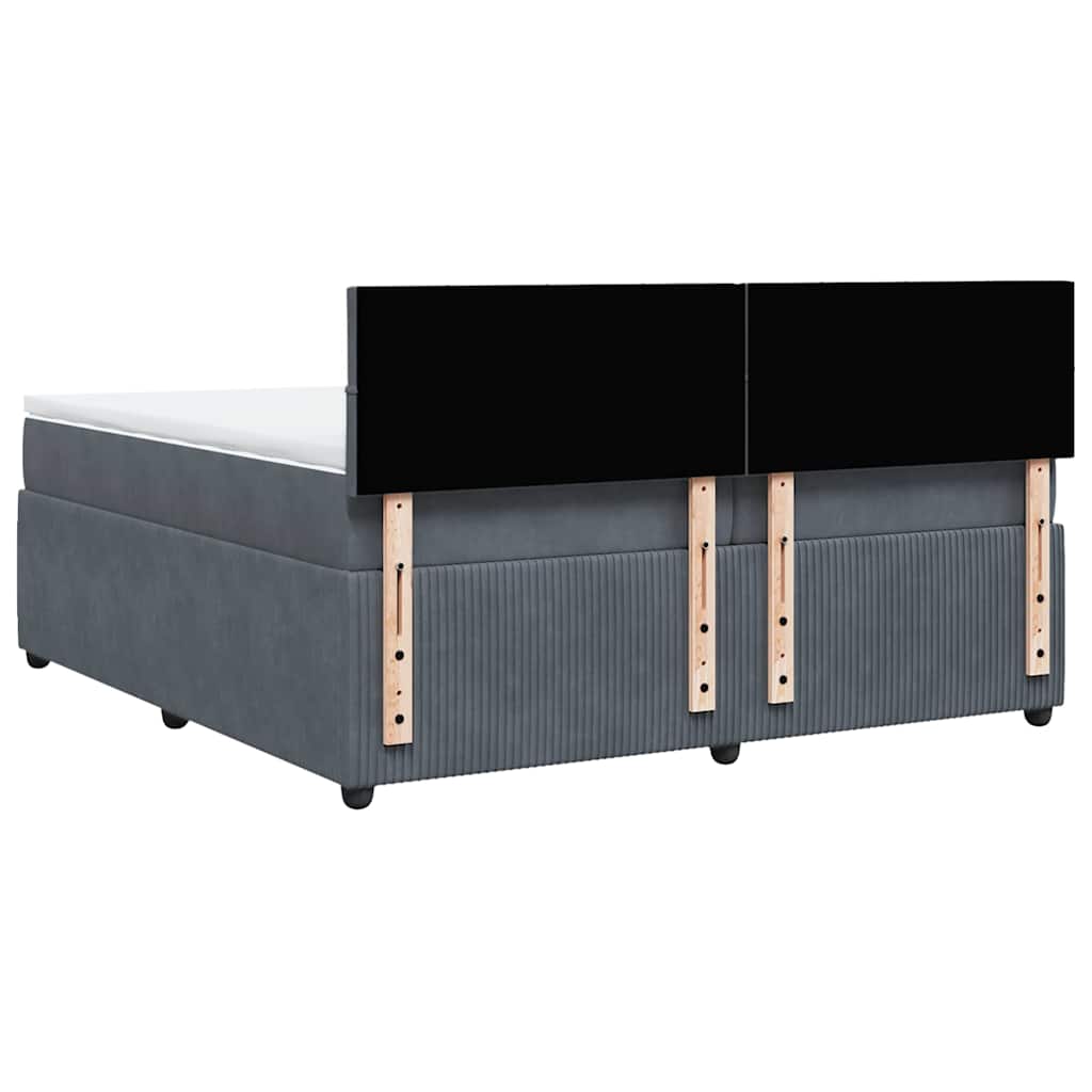 vidaXL Κρεβάτι Boxspring με Στρώμα Σκούρο Γκρι 200x200 εκ. Βελούδινο