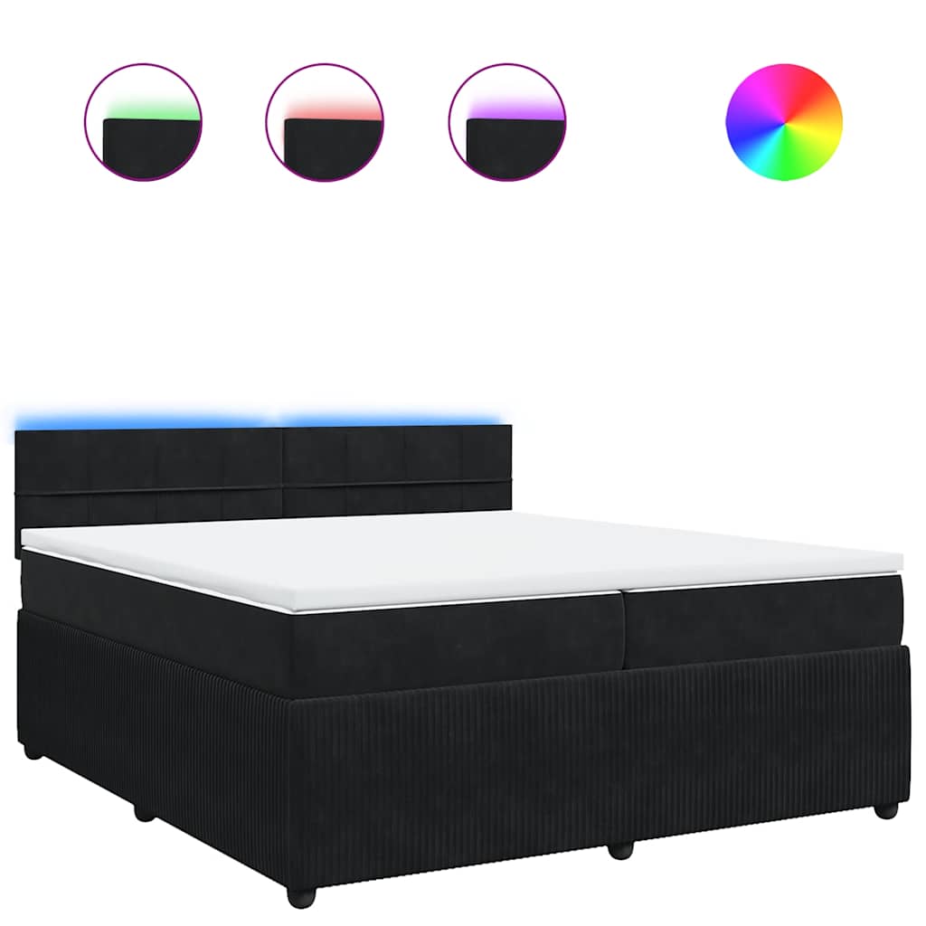 vidaXL Κρεβάτι Boxspring με Στρώμα Μαύρο 200x200 εκ. Βελούδινο