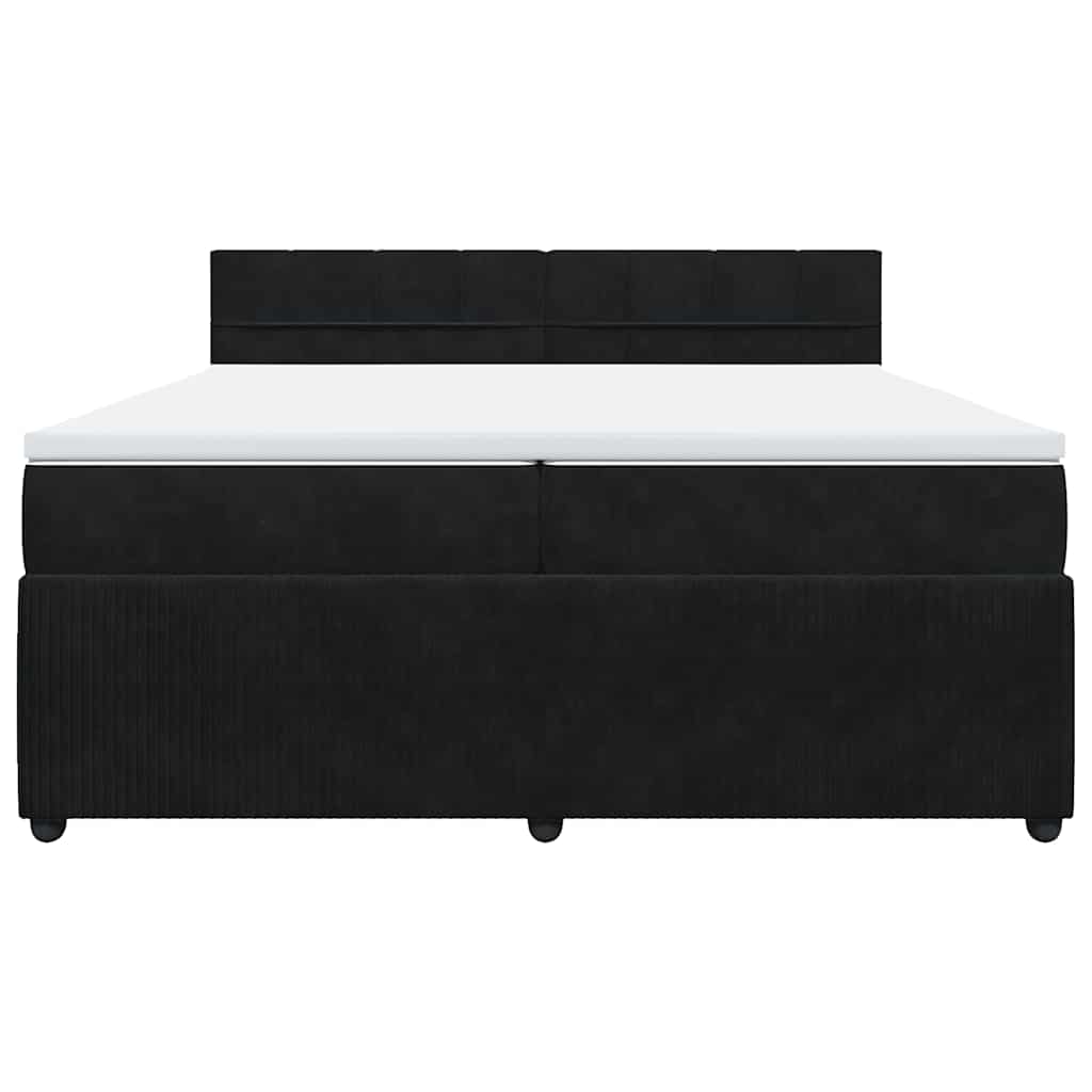 vidaXL Κρεβάτι Boxspring με Στρώμα Μαύρο 200x200 εκ. Βελούδινο